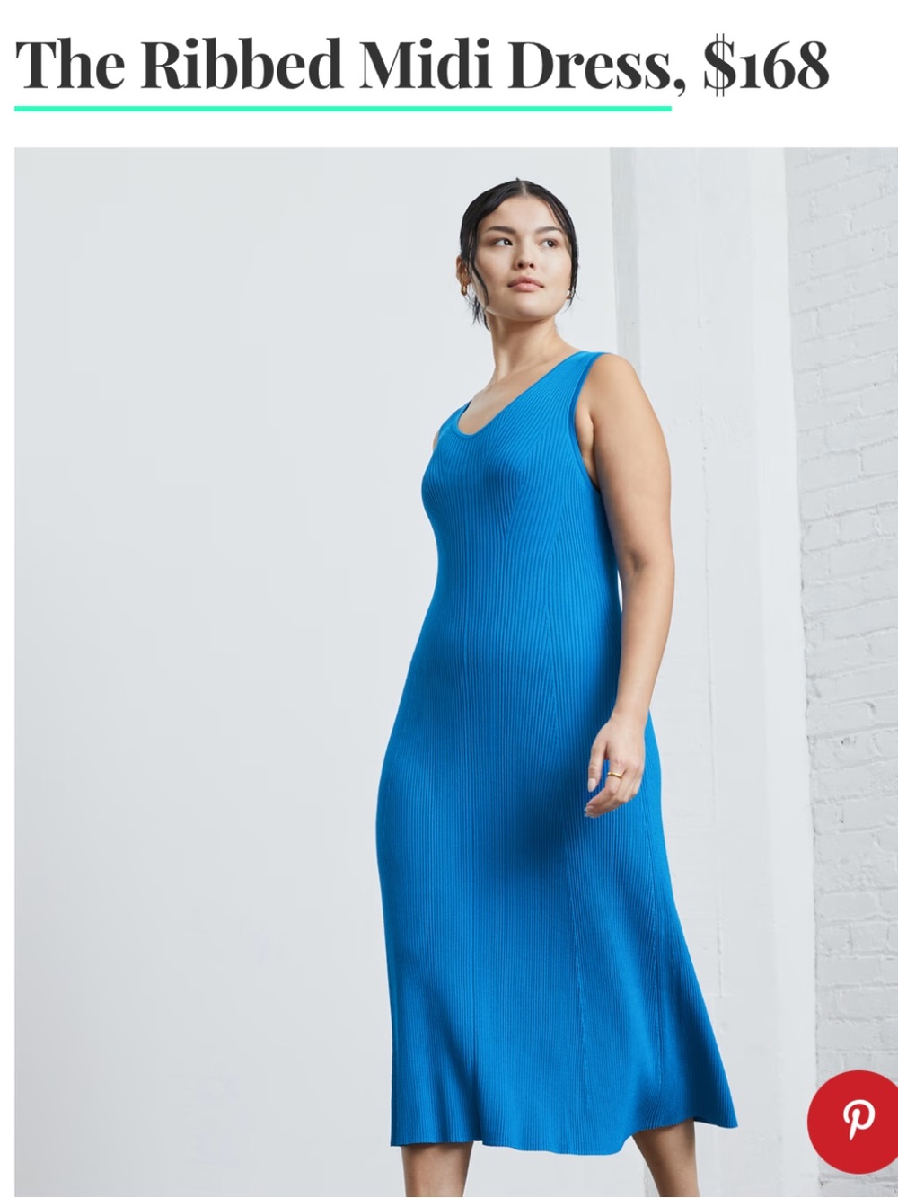 Everlane The Ribbed Midi Dress - Blue xl